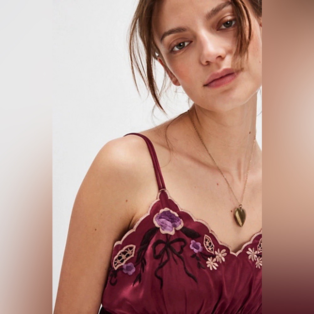 Function & Fringe Edit | Free People Embroidered Satin Slip Dress - Picture 3 of 3